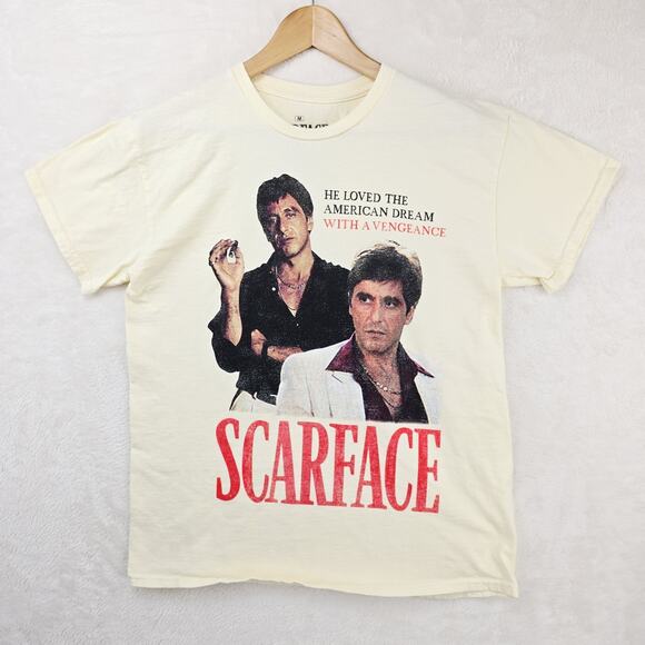 Ripple Junction Scarface Shirt Mens Medium Beige Movie Tony Montana Mafia - Picture 2 of 7